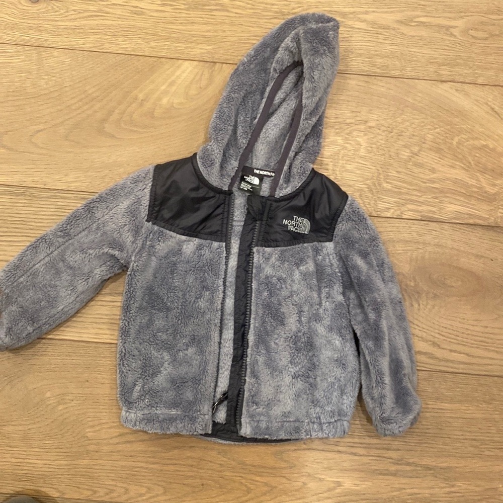 The northface gray soft fleece zip up jacket.